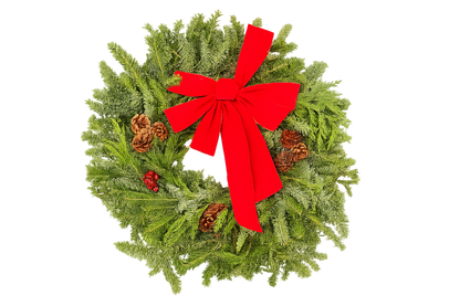 East meets West Decorated Wreath (Fraser, Noble, Cedar) - 22"